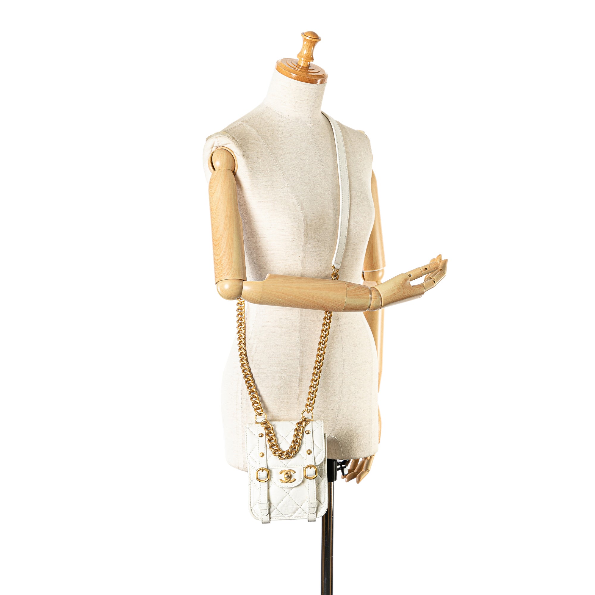 Chanel | Pre-Owned Mini Aged Calfskin City School Flap - II | White/Ivory