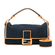 Fendi | Pre-Owned Large Denim Baguette Satchel | Blue/Dark Blue
