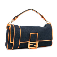 Fendi | Pre-Owned Large Denim Baguette Satchel | Blue/Dark Blue