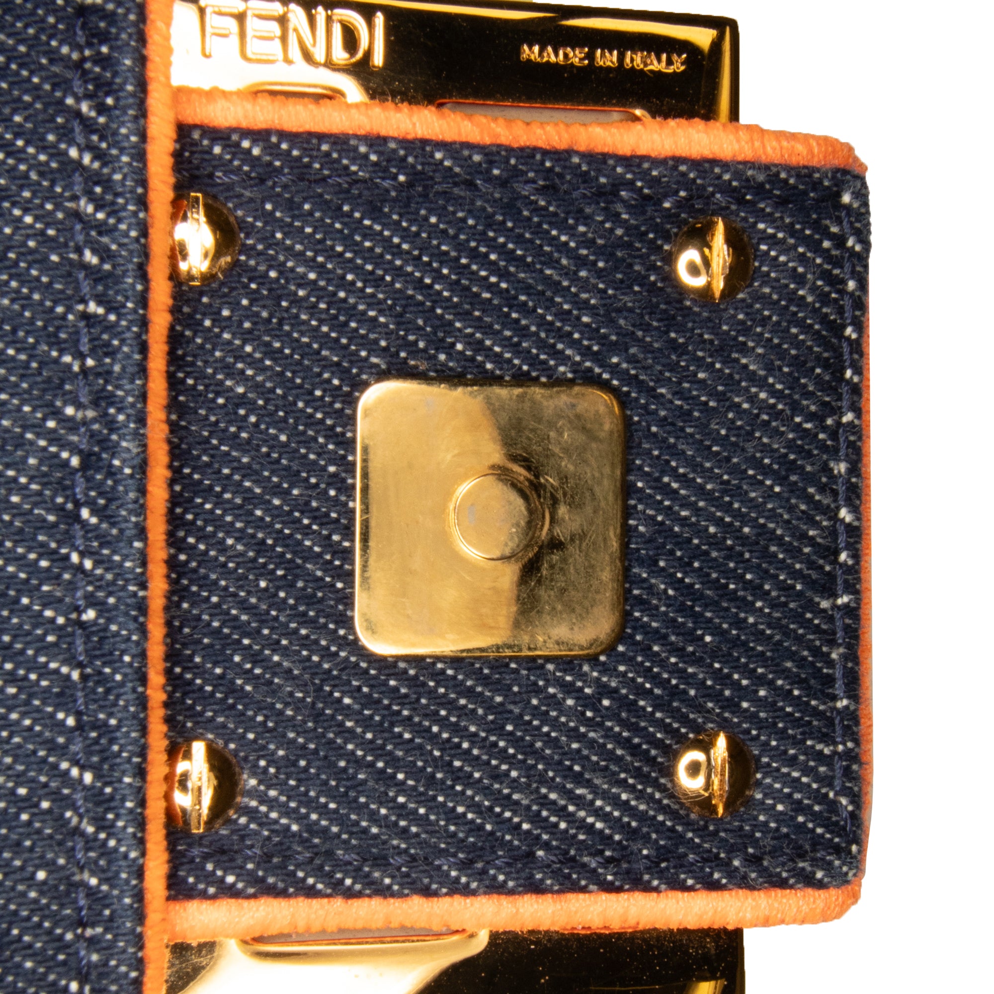 Fendi | Pre-Owned Large Denim Baguette Satchel | Blue/Dark Blue