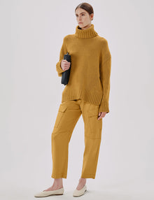 Women | Oversized Turtleneck Sweater | Goldenrod