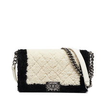Chanel | Pre-Owned Old Medium Bicolor Shearling Boy Flap | White/Ivory