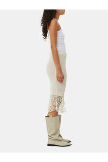 Off White Lace Midi Skirt | Egret