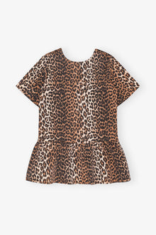 Open back Mini Denim Dress | Leopard