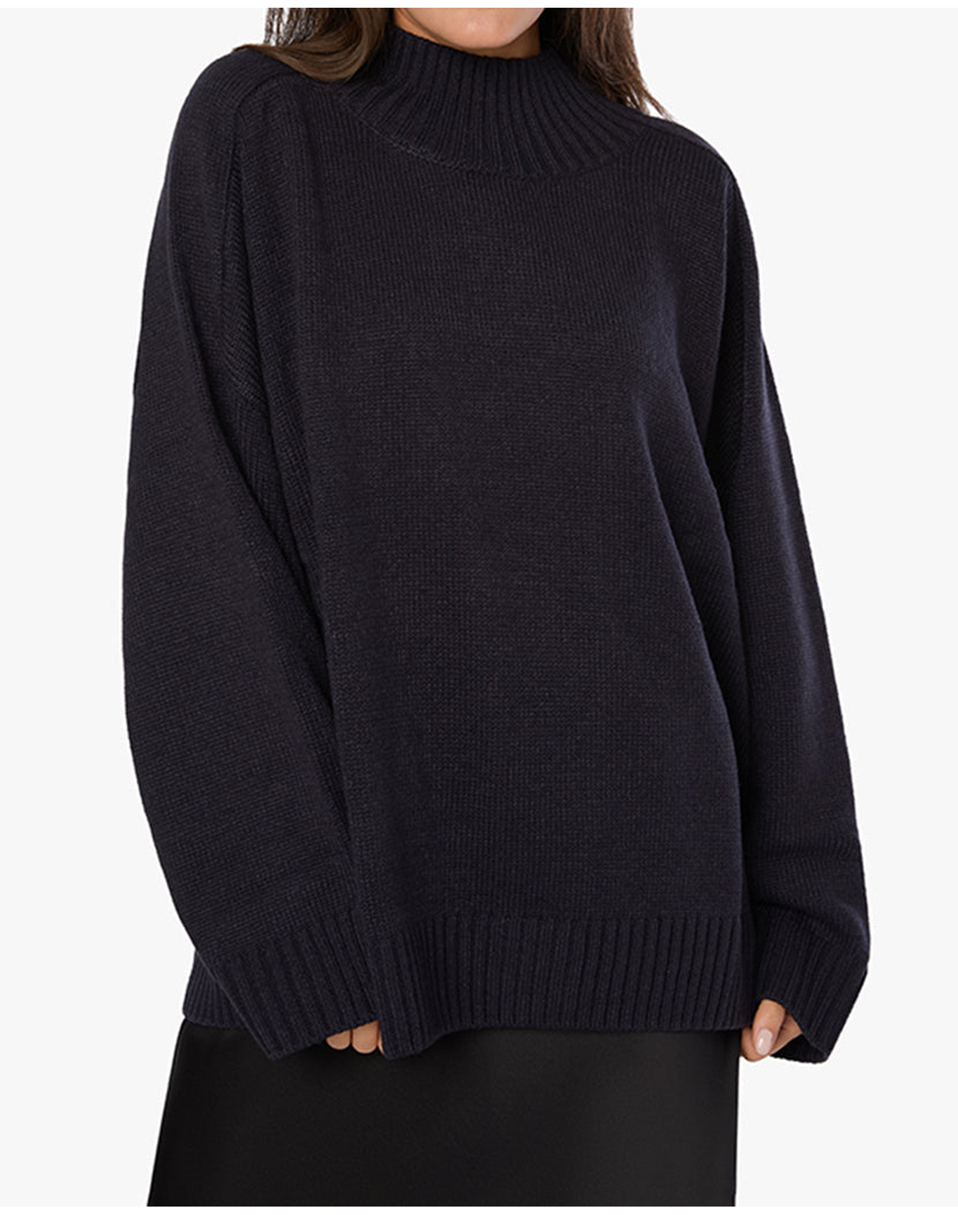 Oversized Funnel Neck Sweater | Navy