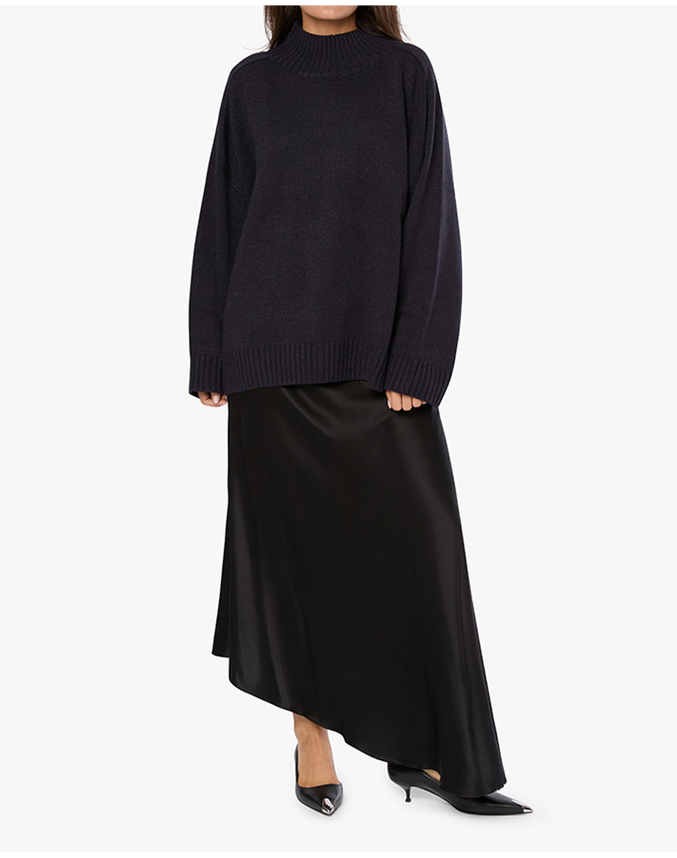 Oversized Funnel Neck Sweater | Navy
