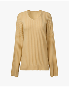 Oversized V Neck Sweater | Wheat