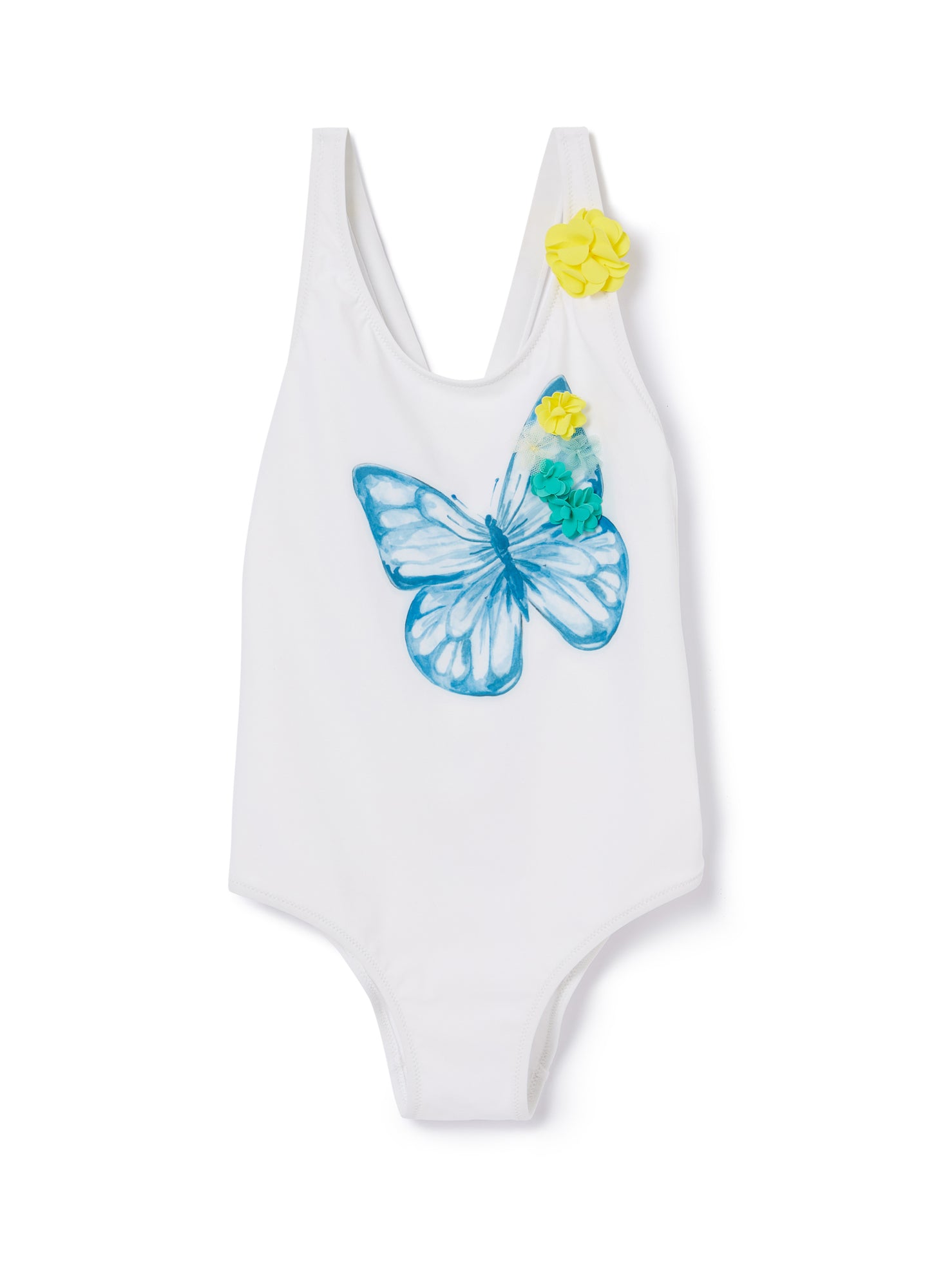 One-Piece Swimsuit with Butterfly | White
