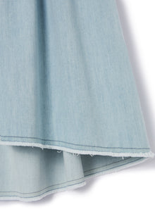 Sleeveless Denim Dress with Flower Motif | Bleached