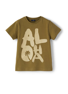 Short Sleeve T-Shirt with Aloha Print | Crocodile/Cocco