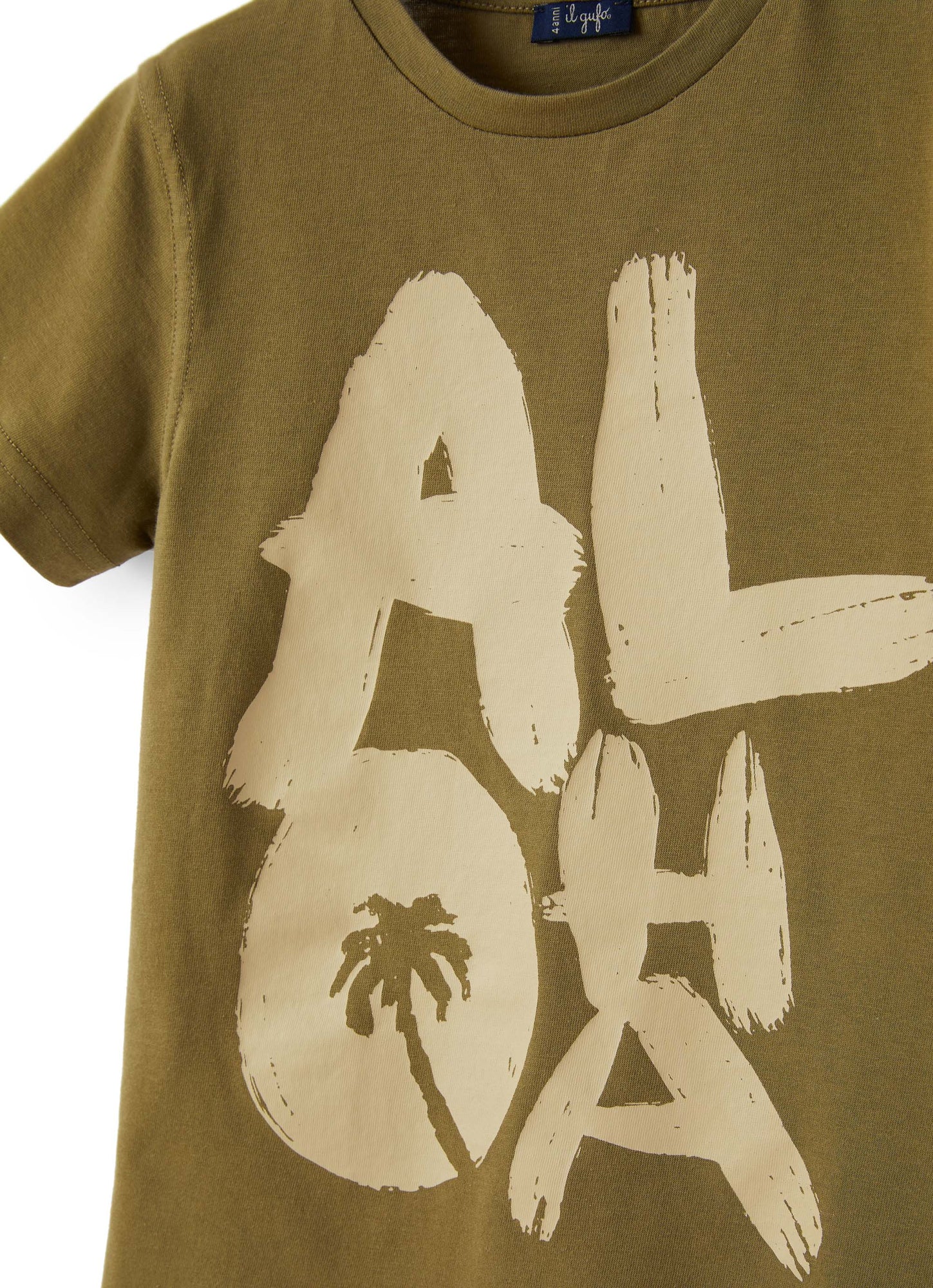 Short Sleeve T-Shirt with Aloha Print | Crocodile/Cocco