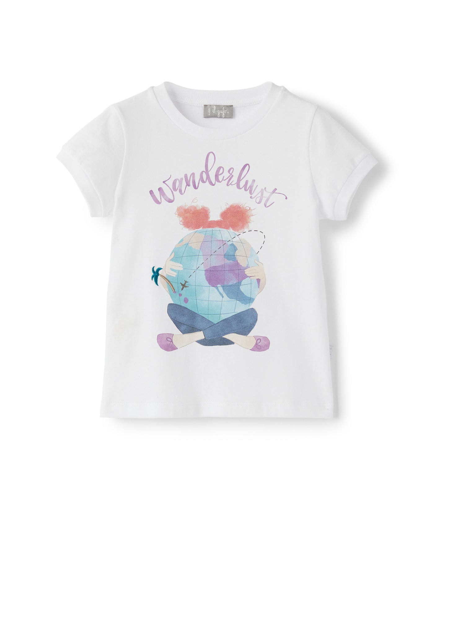 Short Sleeve T-Shirt with World Print | White/Stone Grey