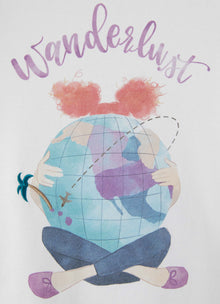 Short Sleeve T-Shirt with World Print | White/Stone Grey