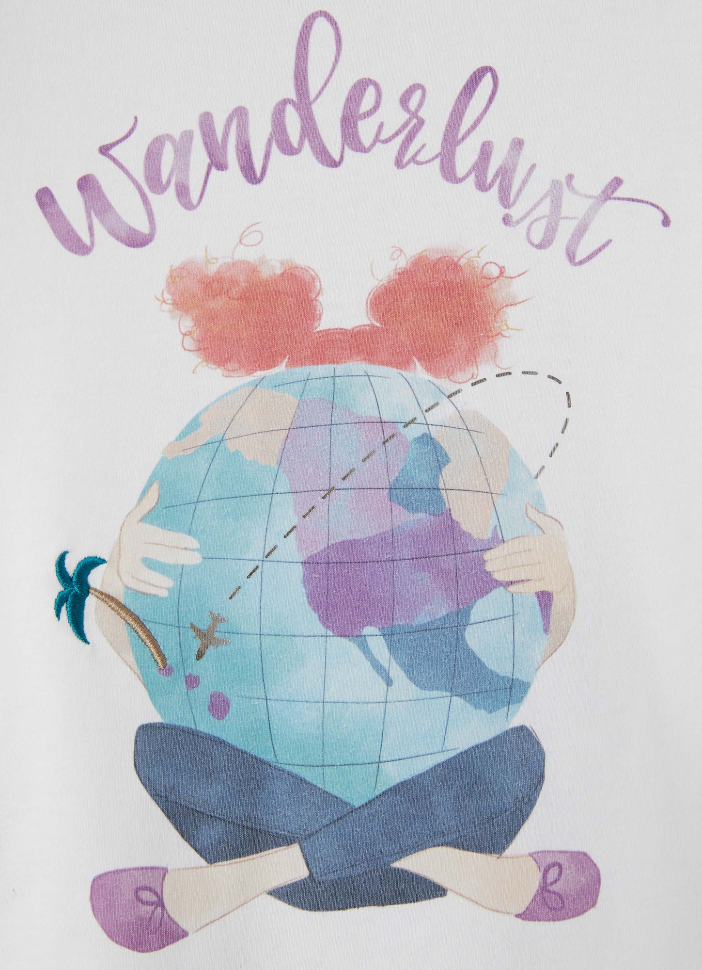 Short Sleeve T-Shirt with World Print | White/Stone Grey
