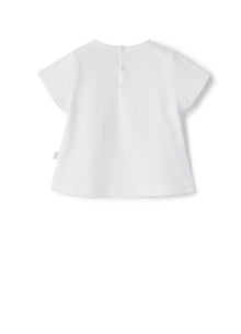 Short Sleeve T-Shirt with Baby Girl Print And Application | White/Stone Grey