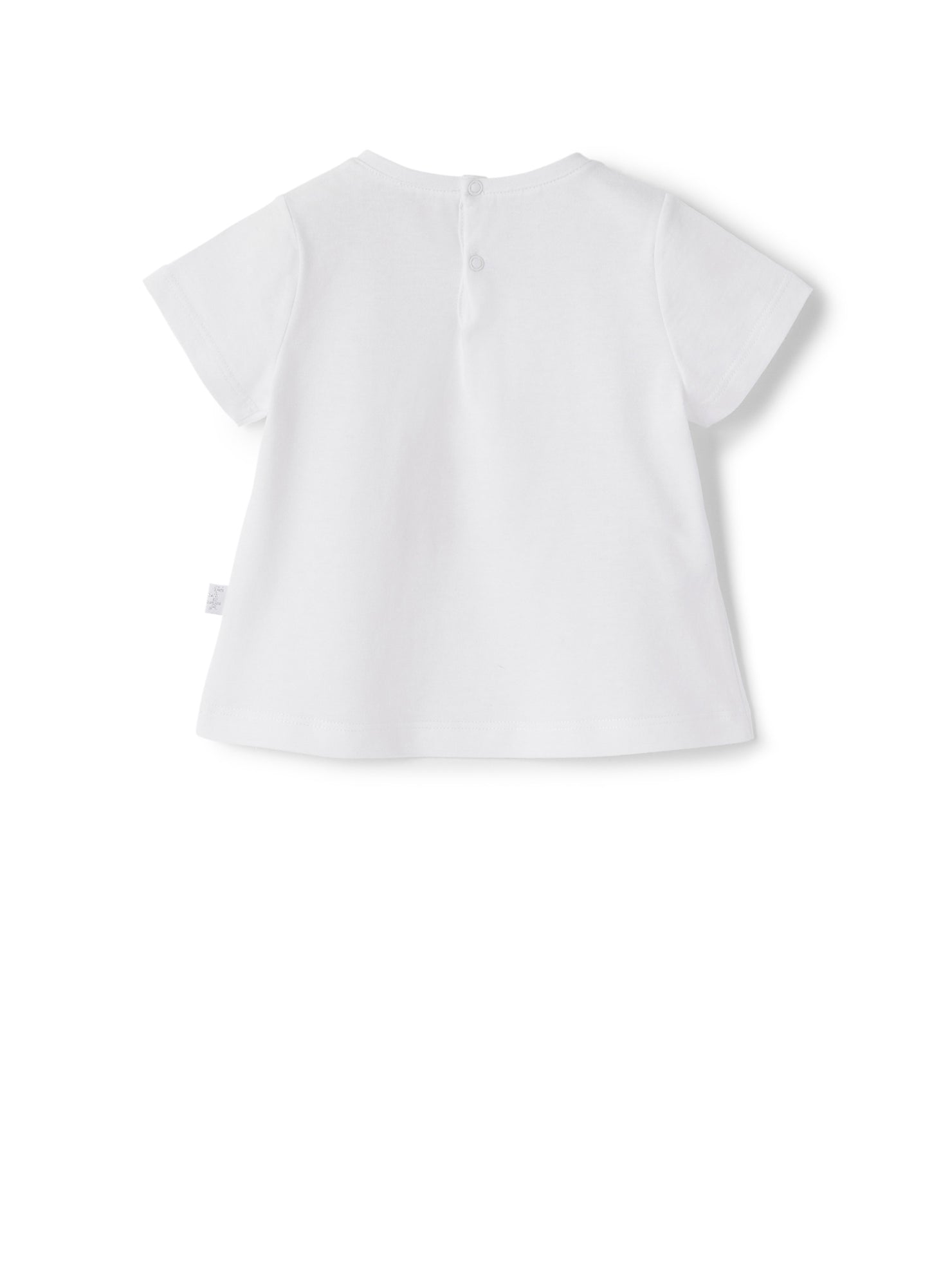 Short Sleeve T-Shirt with Baby Girl Print And Application | White/Stone Grey