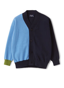 Organic Cotton Color-Block Cardigan | Blue/Azzurro