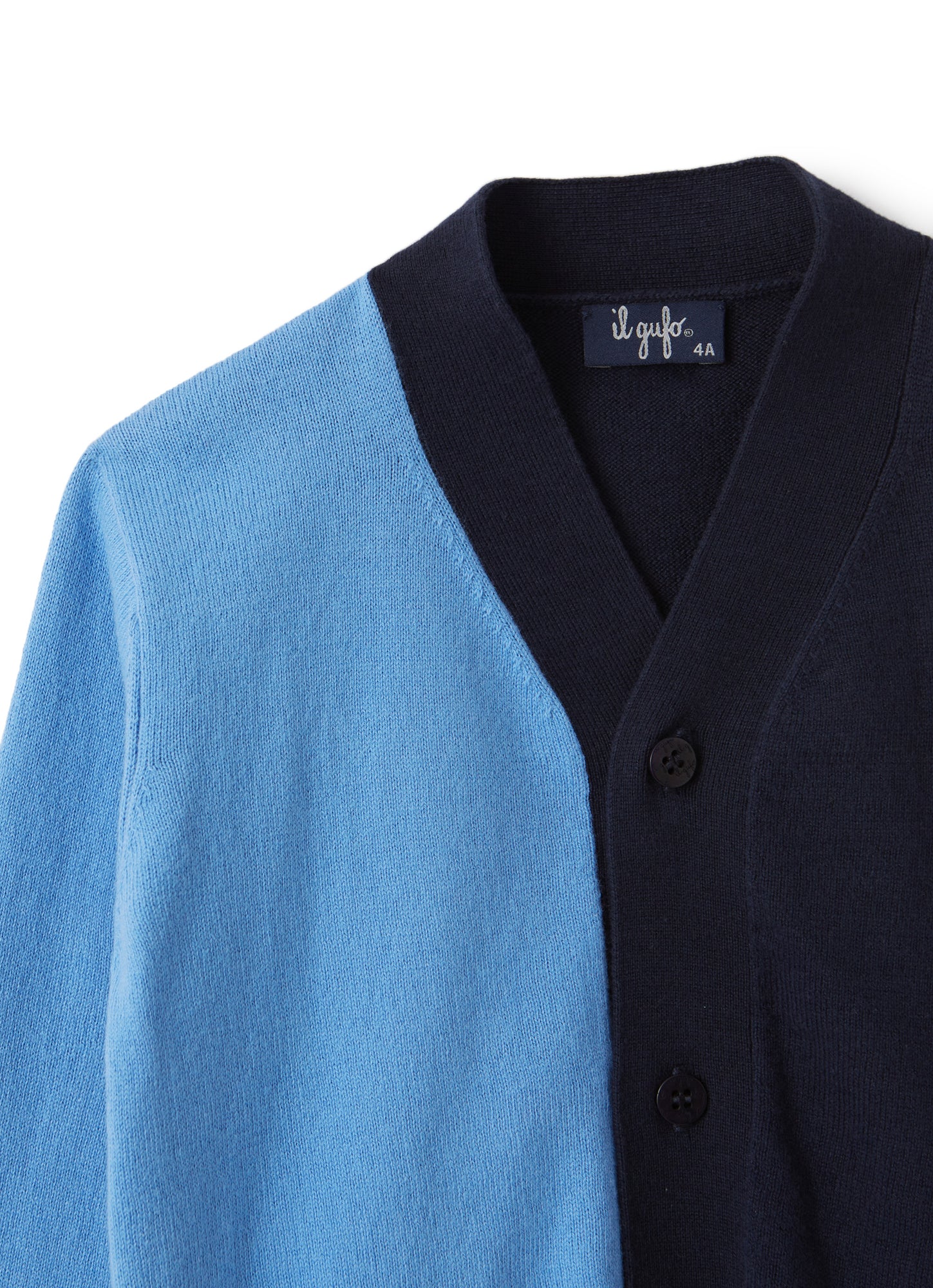 Organic Cotton Color-Block Cardigan | Blue/Azzurro