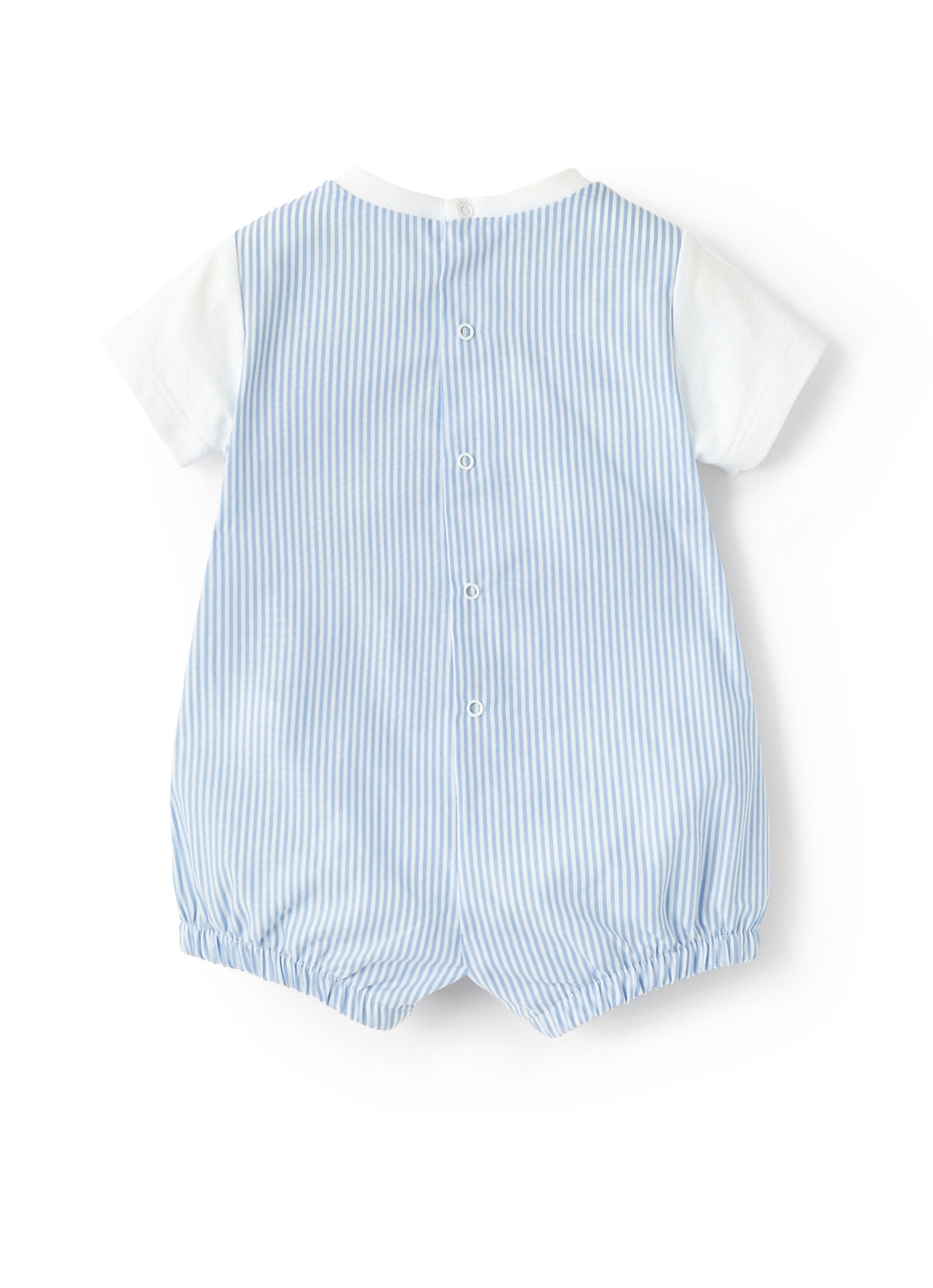 Short Striped Onesie with Chameleon | Light Blue