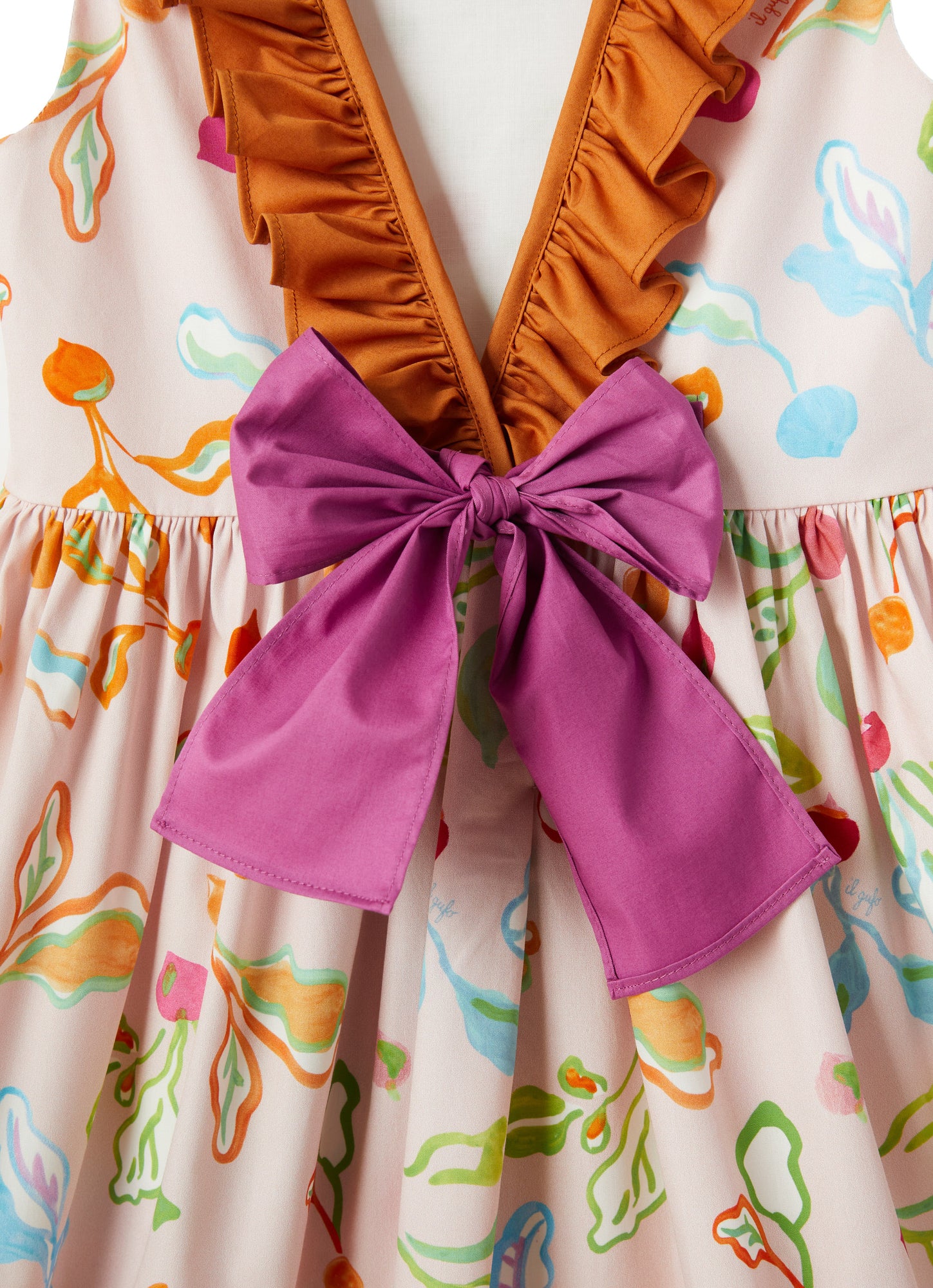 Sleeveless Dress with Print And Ruffles | Baby Pink