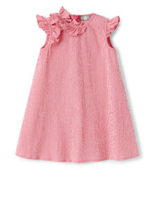 Micro Vichy Dress with Ruffles | Rosso Carminio