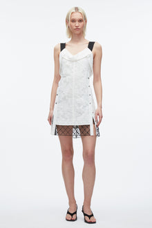 Corded Lace Mini Dress | White/Black
