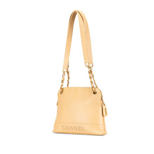 Chanel | Pre-Owned Caviar Logo Chain Shoulder Bag | Yellow/Light Yellow