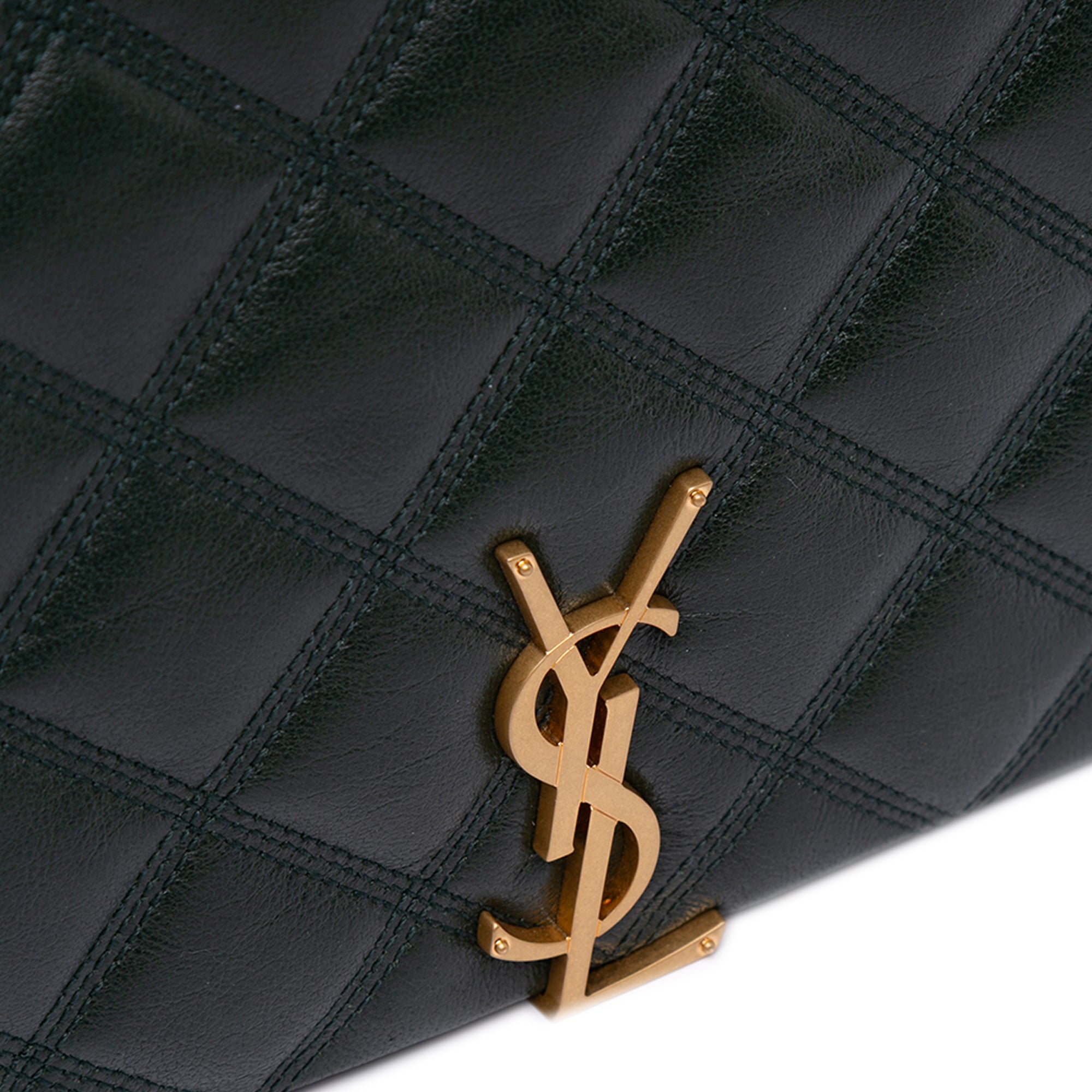 Saint Laurent | Pre-Owned Small Quilted Lambskin Becky Chain Shoulder Bag | Green/Dark Green
