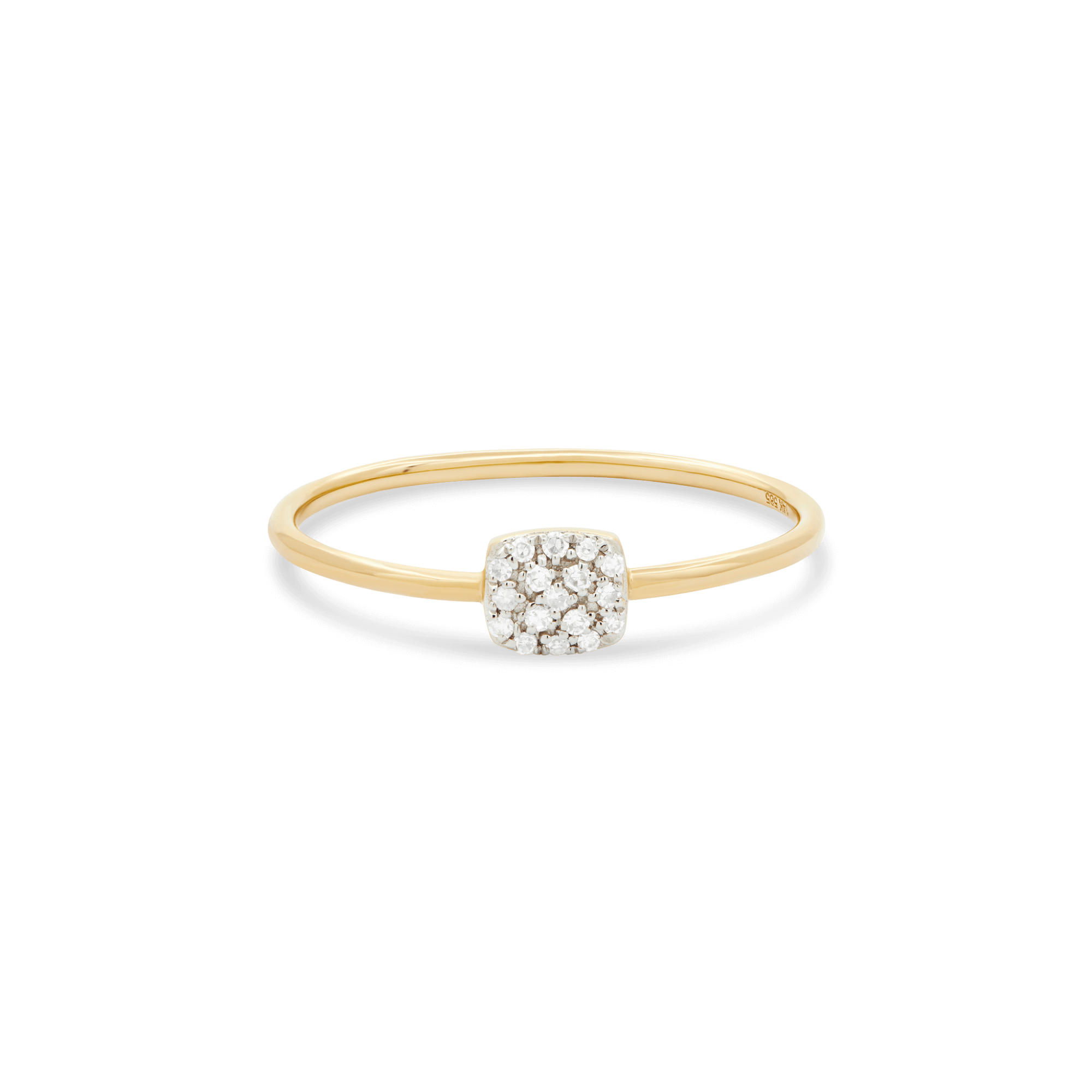 Pave Diamond Squared Ring | 10K Yellow Gold