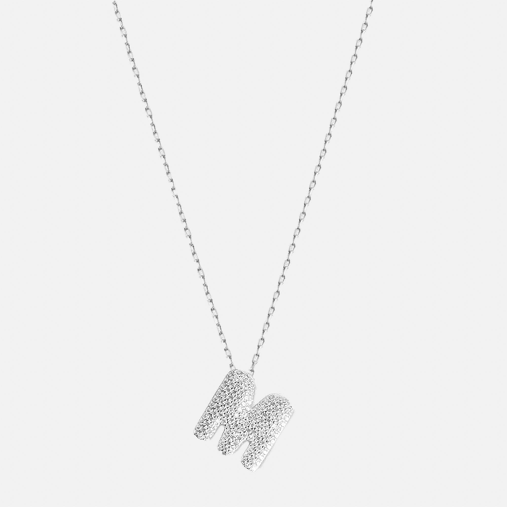 The Pave Bubble Letter Pendant Necklace | Sterling Silver