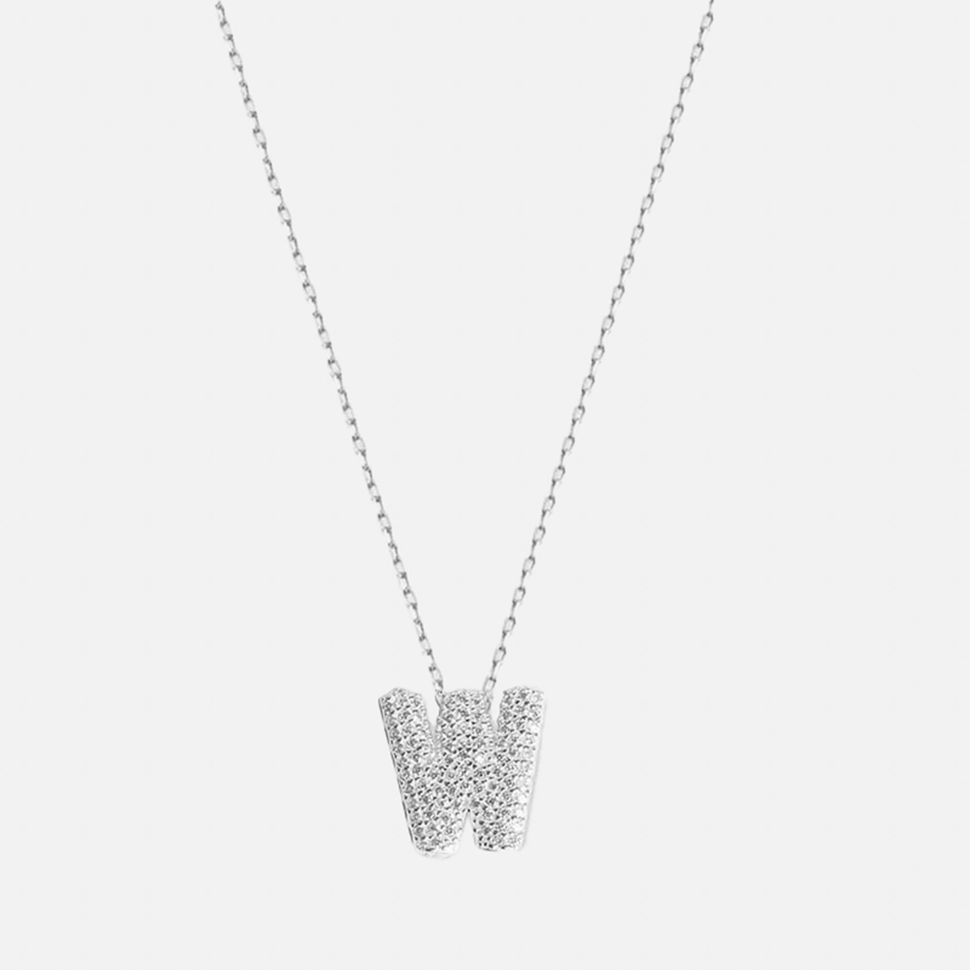 The Pave Bubble Letter Pendant Necklace | Sterling Silver