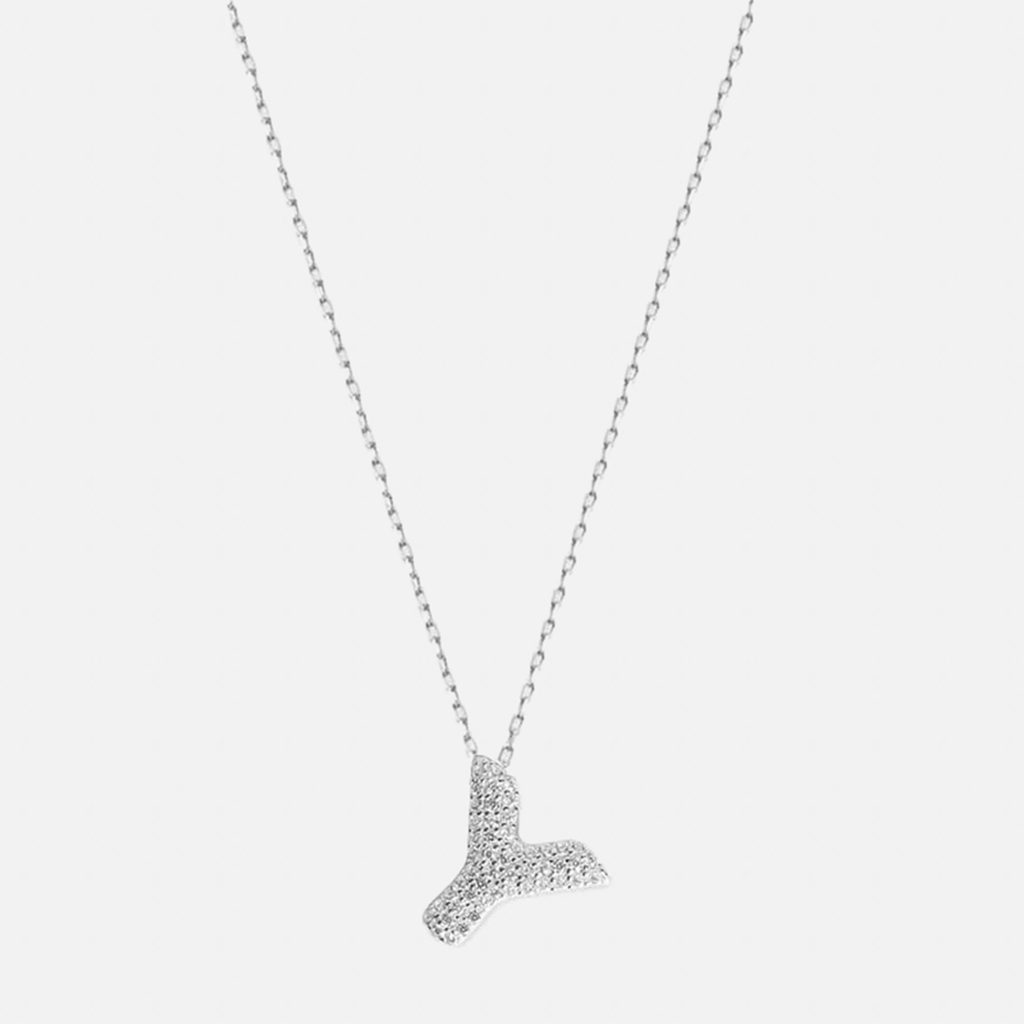 The Pave Bubble Letter Pendant Necklace | Sterling Silver