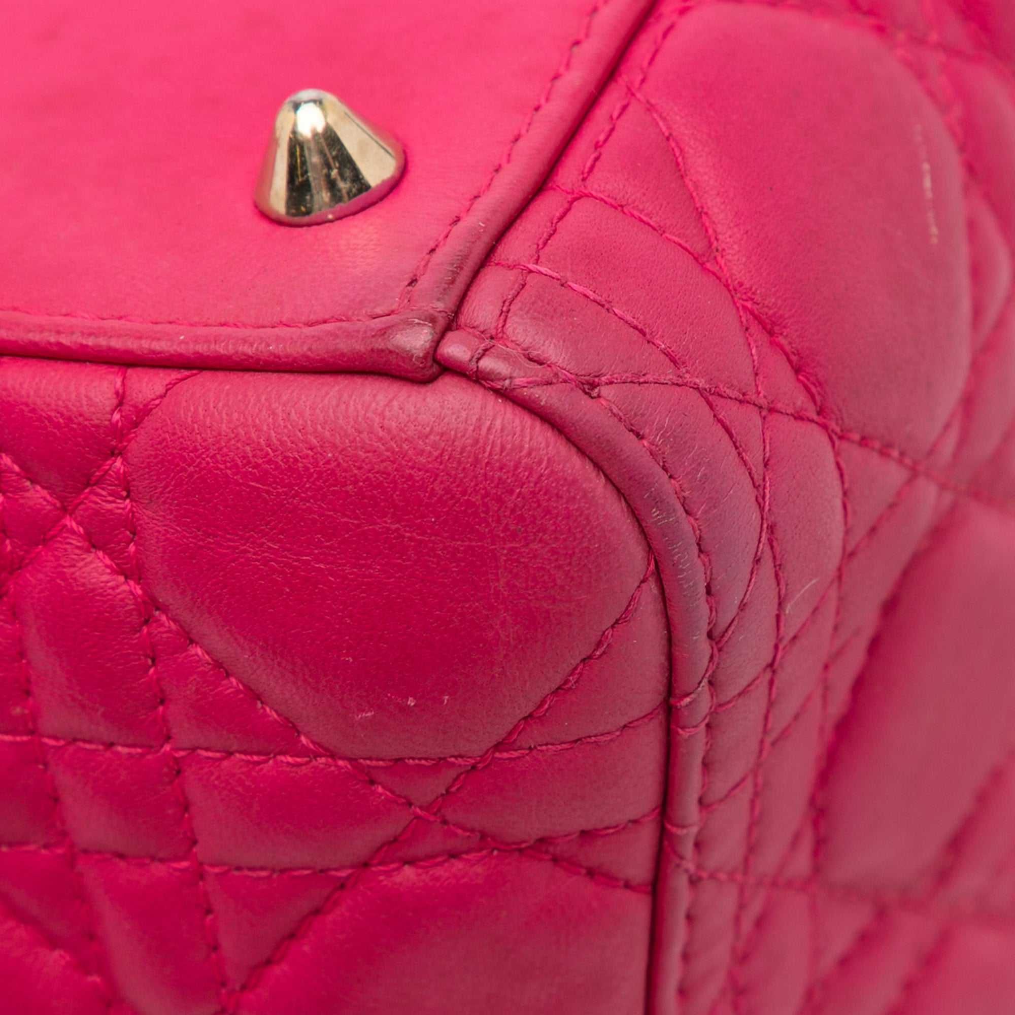 Dior | Pre-Owned Medium Lambskin Cannage Lady | Pink/Dark Pink