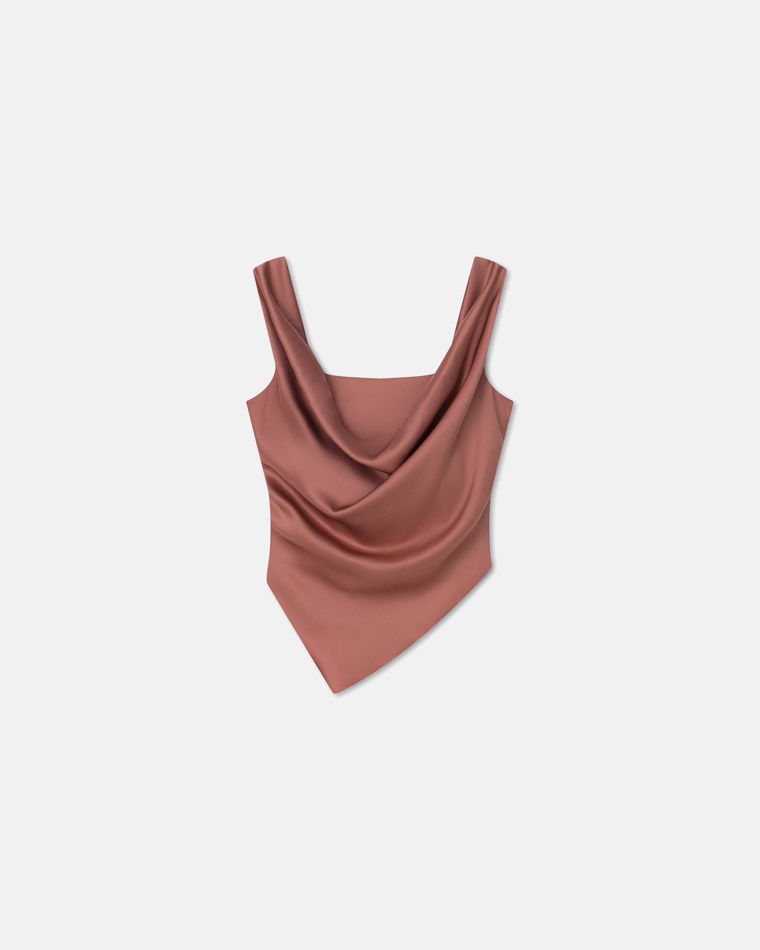 Womens | Petra Sleeveless Draped Slip Satin Top | Brown Terra