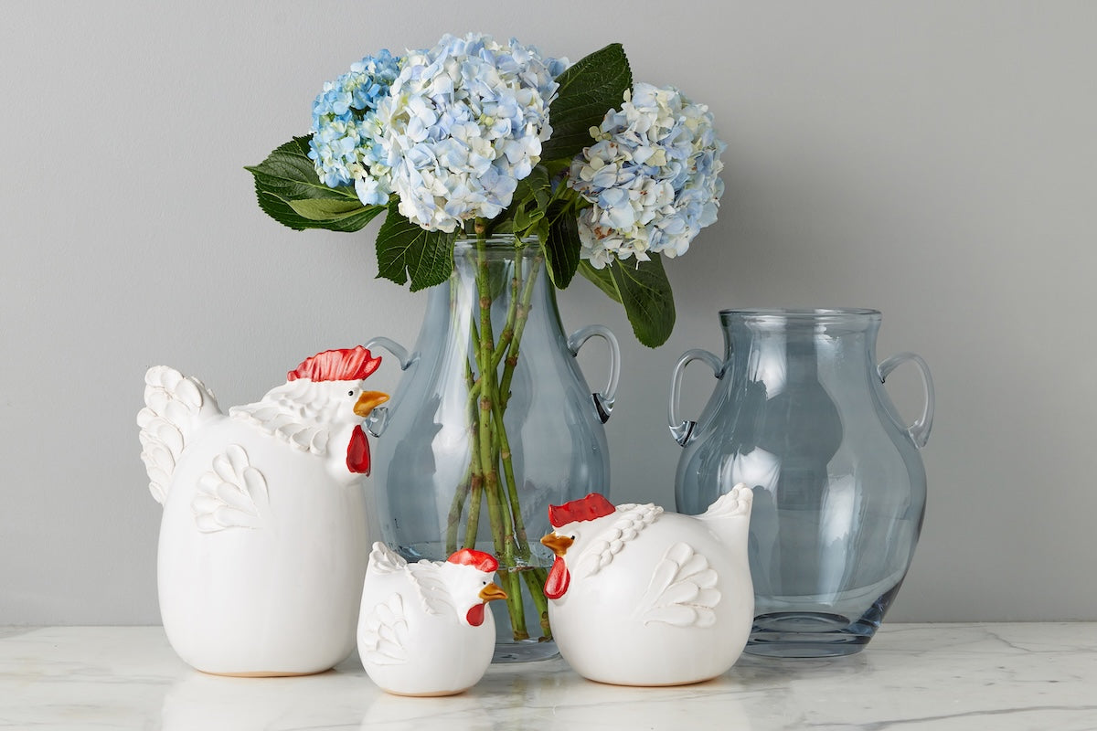 Ceramic Country French Rooster | White | Large