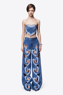 Heart Cutout Wide Leg Jean | Multi Denim Wash