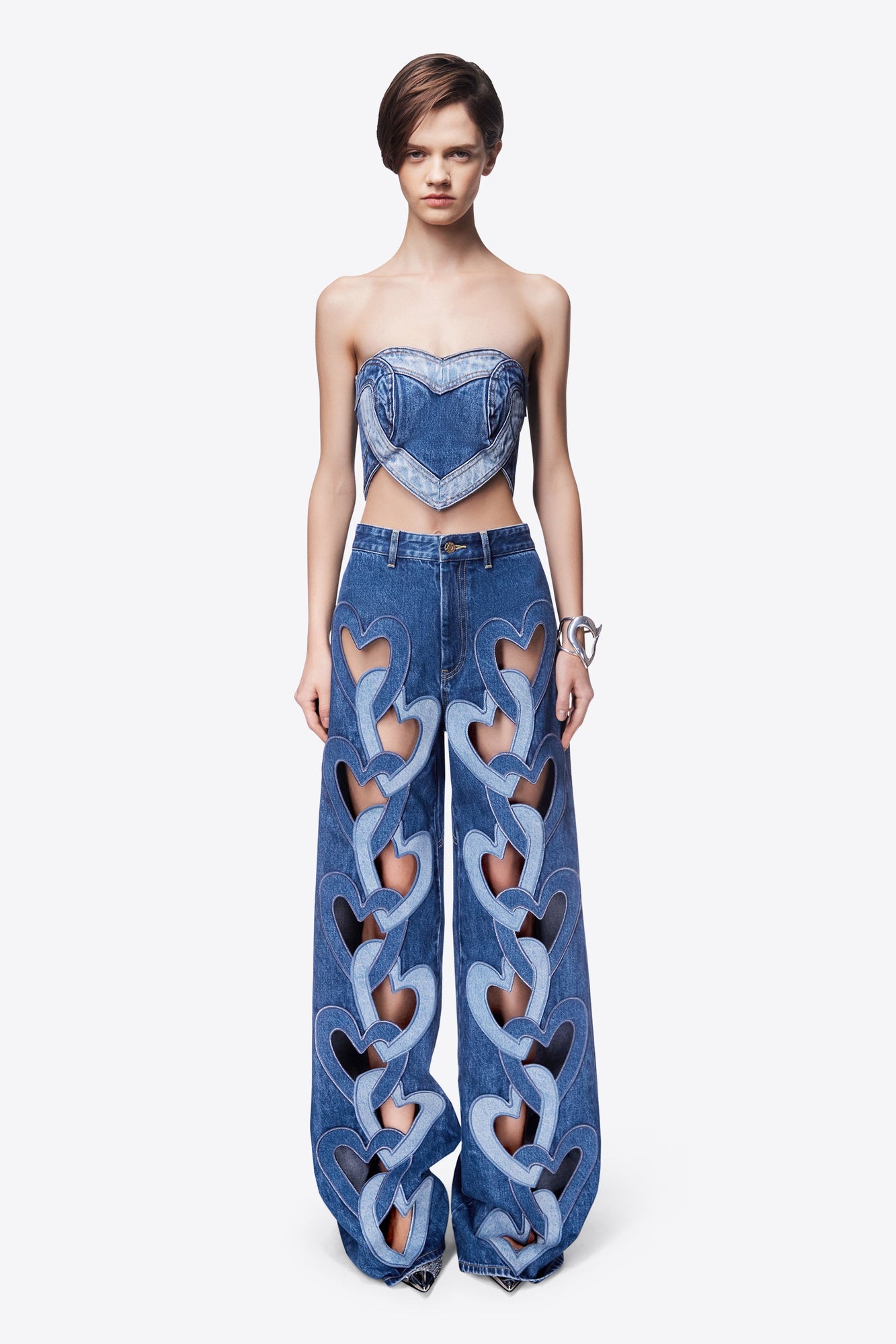 Heart Cutout Wide Leg Jean | Multi Denim Wash