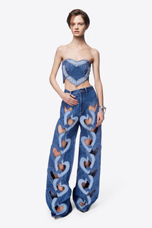 Heart Cutout Wide Leg Jean | Multi Denim Wash