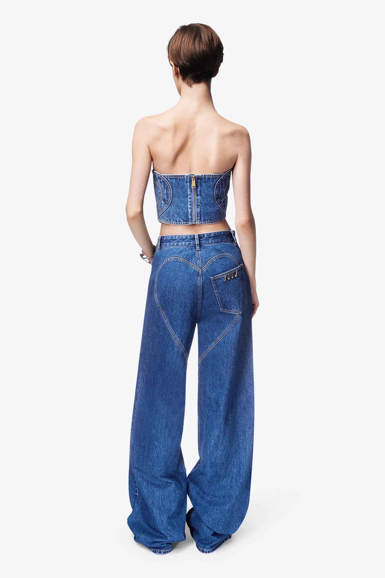 Heart Cutout Wide Leg Jean | Multi Denim Wash