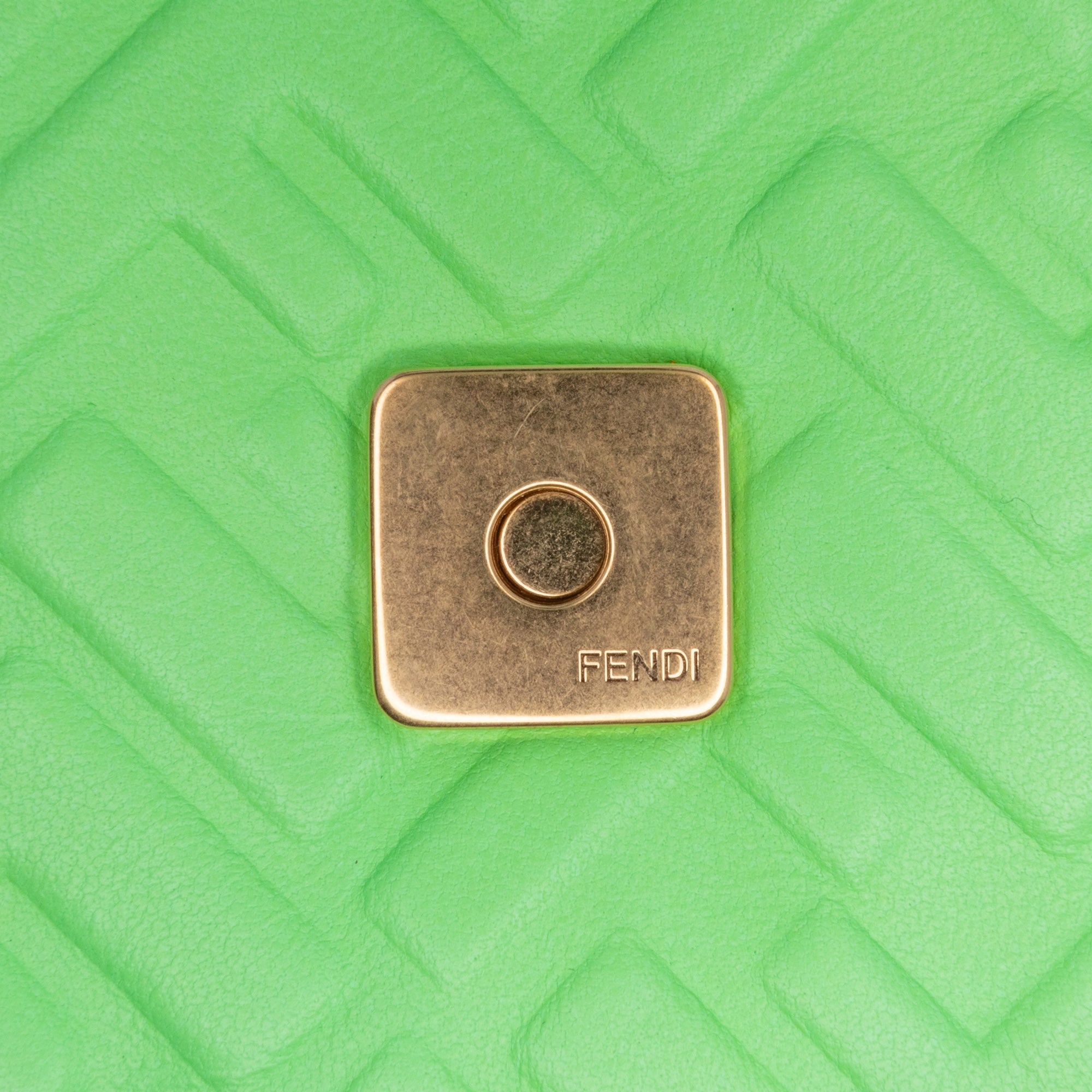 Fendi | Pre-Owned Zucca Embossed Leather Chain Midi Baguette - II | Green/Light Green