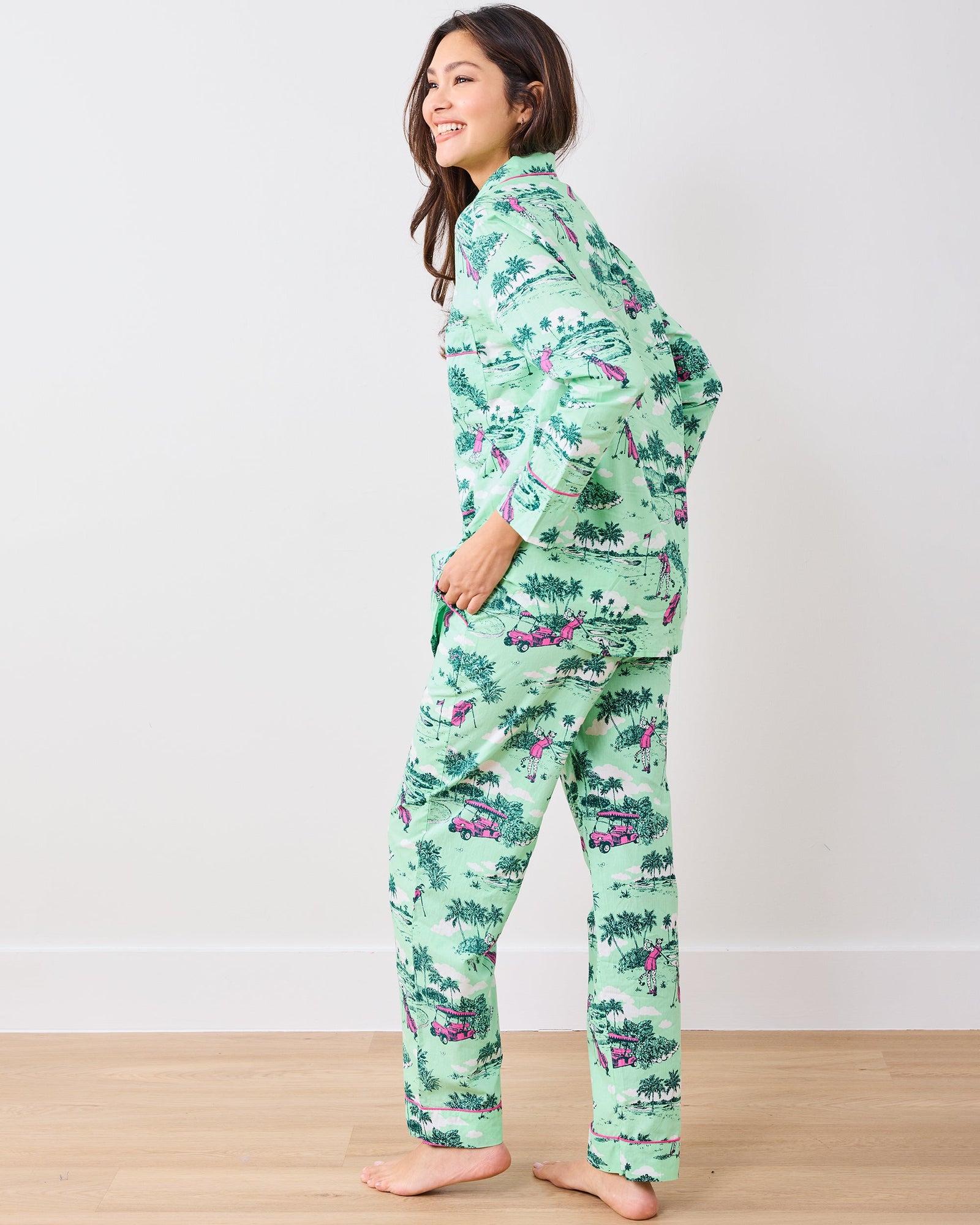 Golf Toile - Long PJ Set - Putting Green - Printfresh