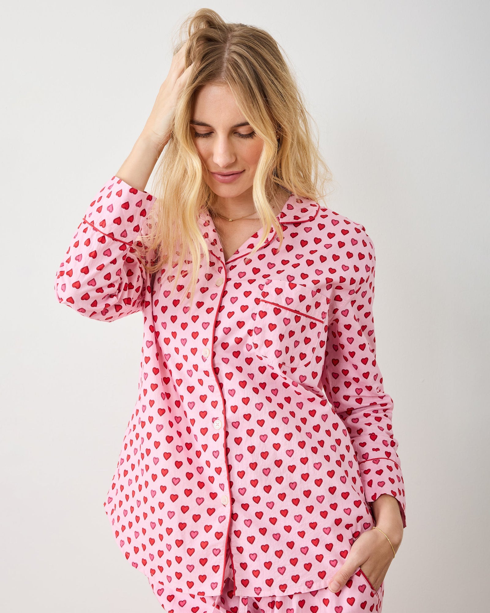 Mini Candy Hearts - Long PJ Set - Pink Macaron - Printfresh