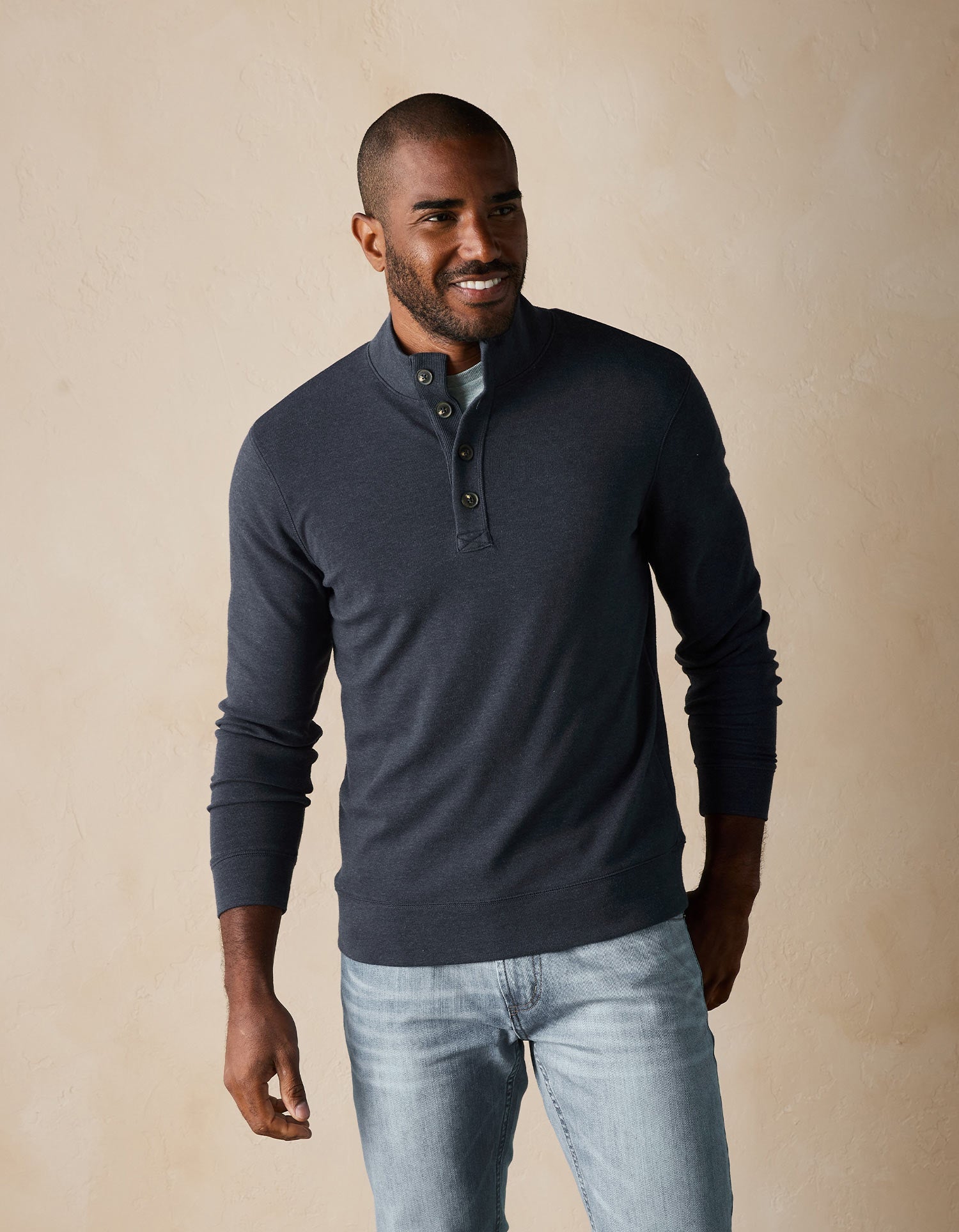 Men | Puremeso Button Popover | Navy