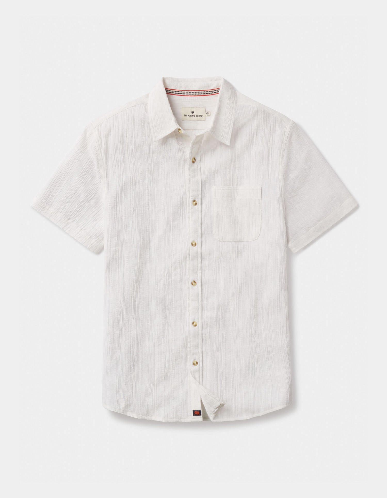 Men | Freshwater Short Sleeve Button Up Shirt | Ivory Crinkle Dobby