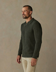 Men | Marled Polo Sweater | Olive