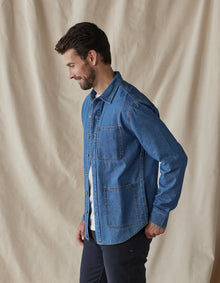 Men | Lightweight Denim Overshirt | Medium Wash