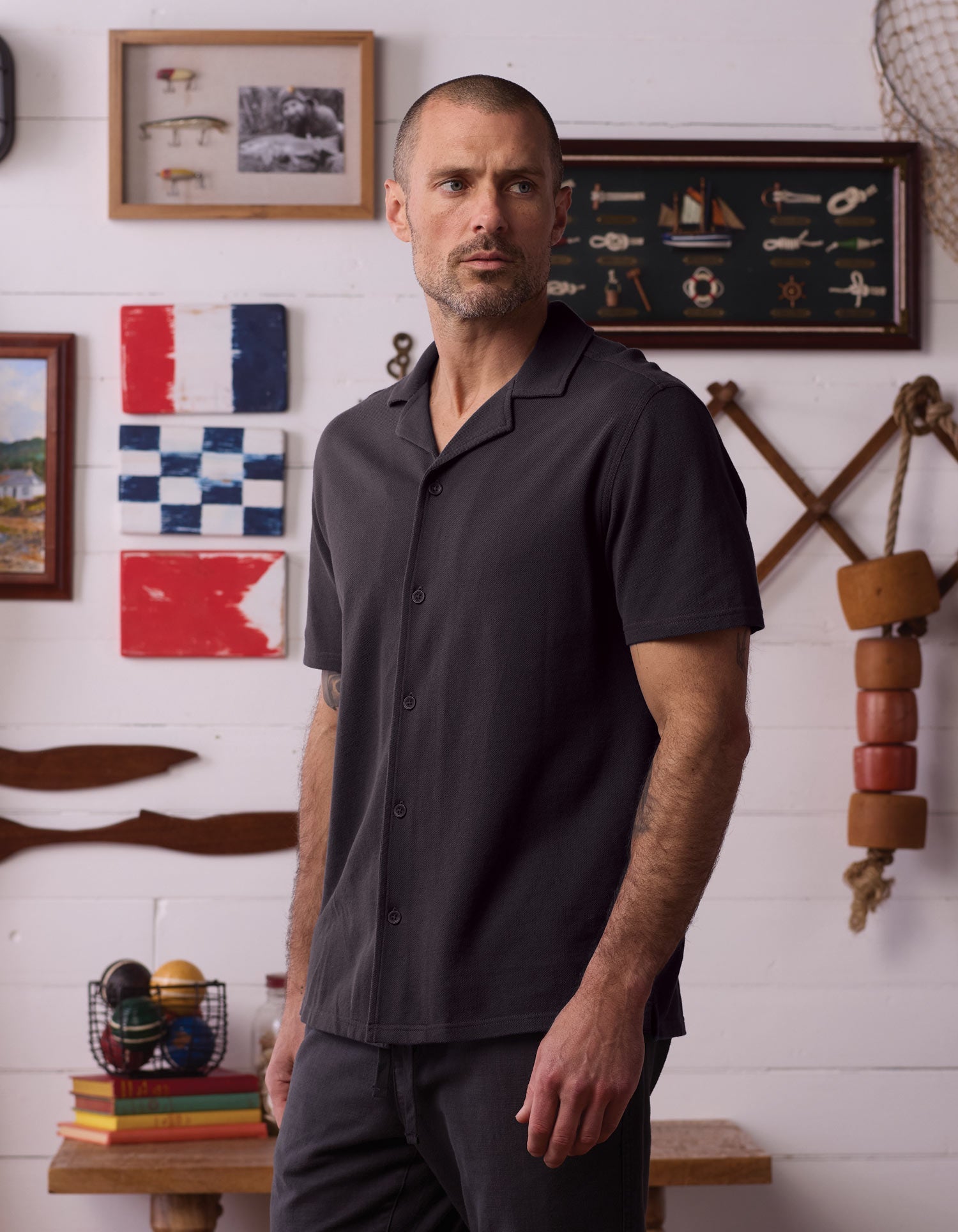 Men | Cotton Pique Camp Shirt | Phantom