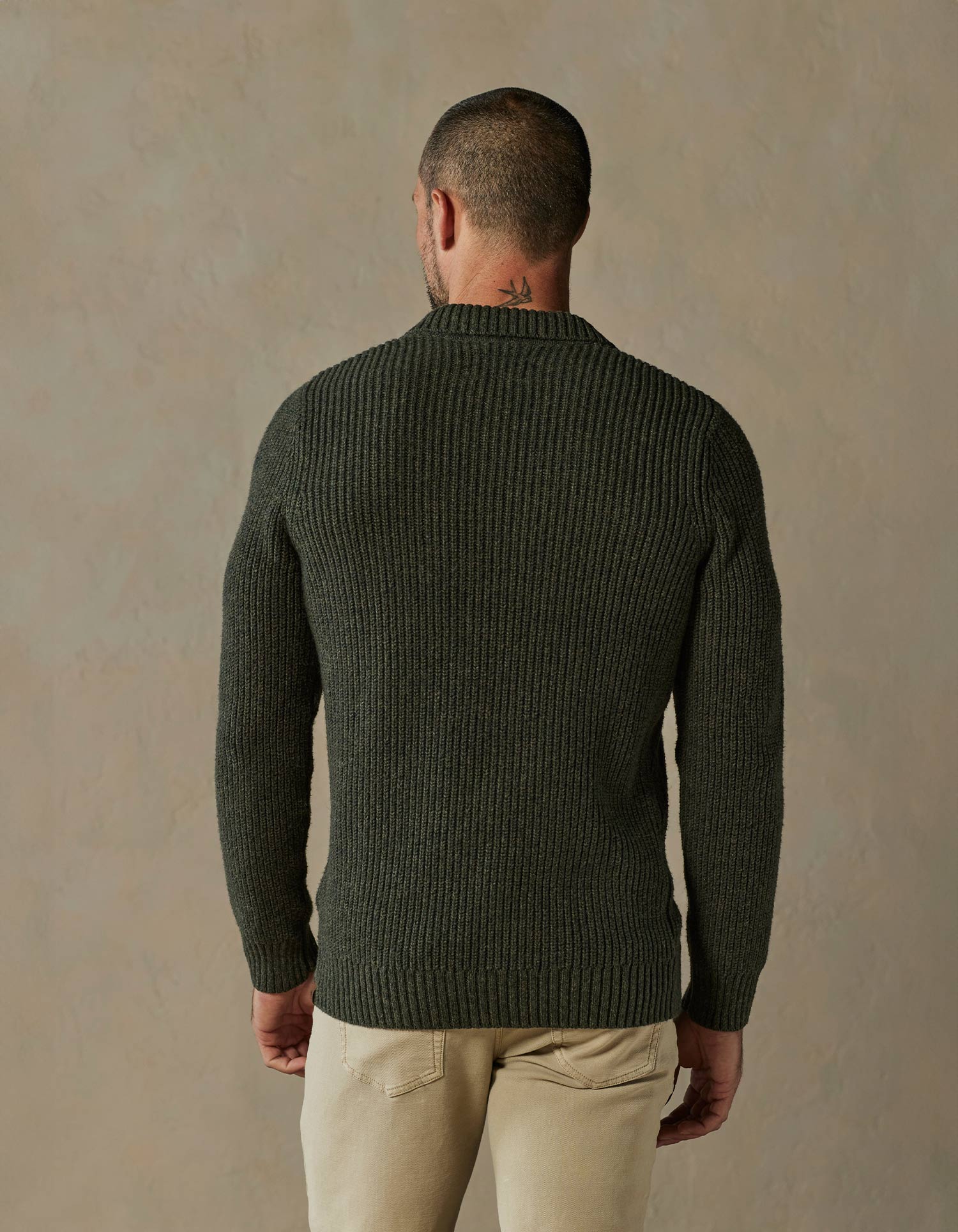 Men | Marled Polo Sweater | Olive