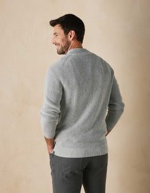 Men | Waffle Knit Quarter Zip Pullover | Grey