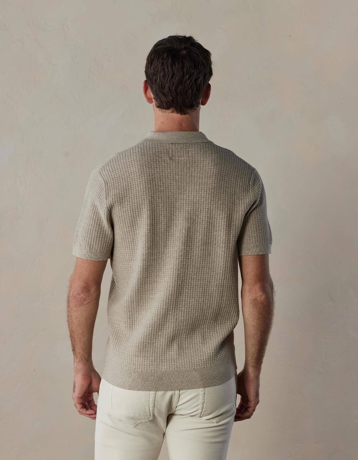 Men | Waffle Stitch Button Up | Flax